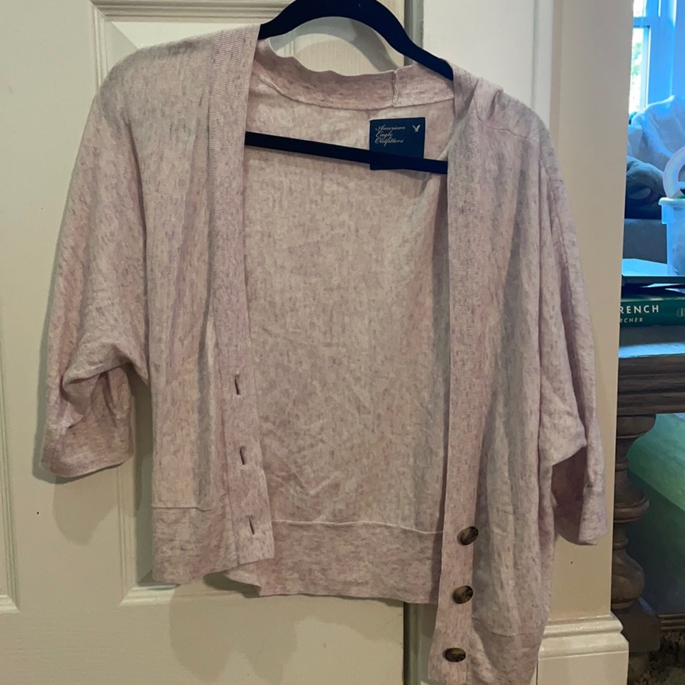 Pink/purple cardigan flowy 3/4 length sleeve